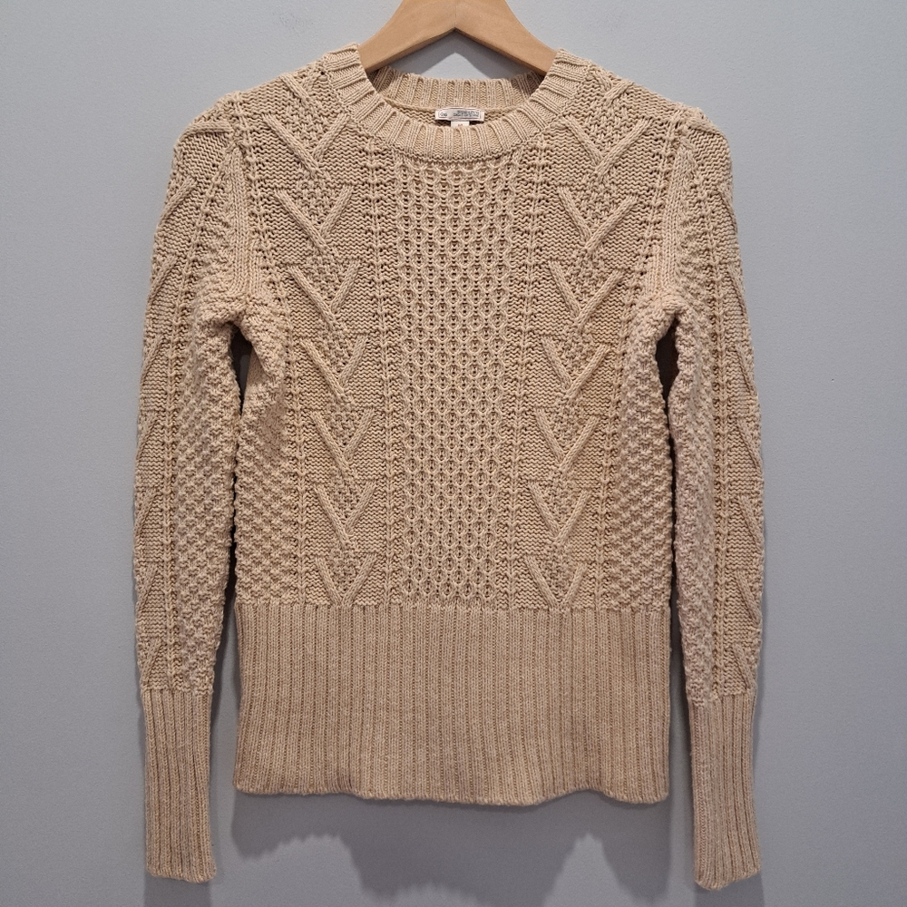 GAP Textured Tan Cable Knit Cottage Fisherman Coastal Preppy Sweater Womens S